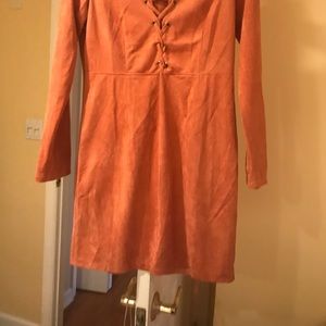 Rust Suede Midi Dress